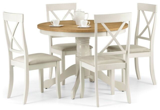 Julian Bowen Davenport Ivory Dining Table & 4 Ivory Chairs - image 1