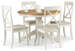 Julian Bowen Davenport Ivory Dining Table & 4 Ivory Chairs - thumbnail 1