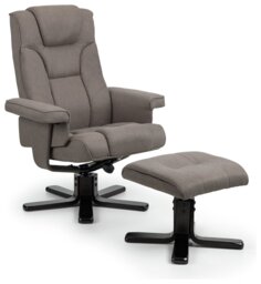 Julian Bowen Malmo Recliner Chair & Footstool - Grey - thumbnail 1