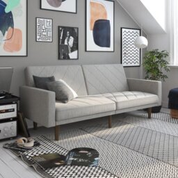 Dorel Paxson Fabric Small Double Sofa Bed - Light Grey - thumbnail 1