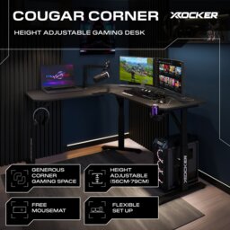 X Rocker Cougar Height Adjustable Corner Gaming Desk - Black - thumbnail 2