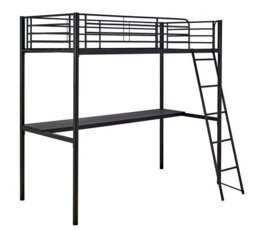 Habitat Riley High Sleeper Metal Bed Frame & Desk-Black - thumbnail 2