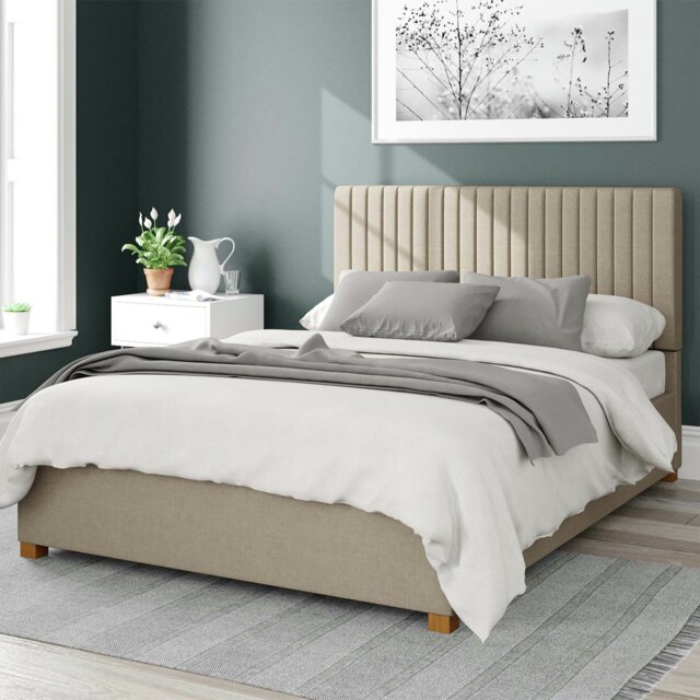 Aspire Grant Linen Double Ottoman Bedframe - Natural - image 1