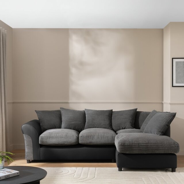 Argos Home Harry Cord Right Hand Corner Chaise Sofa-Charcoal - image 1