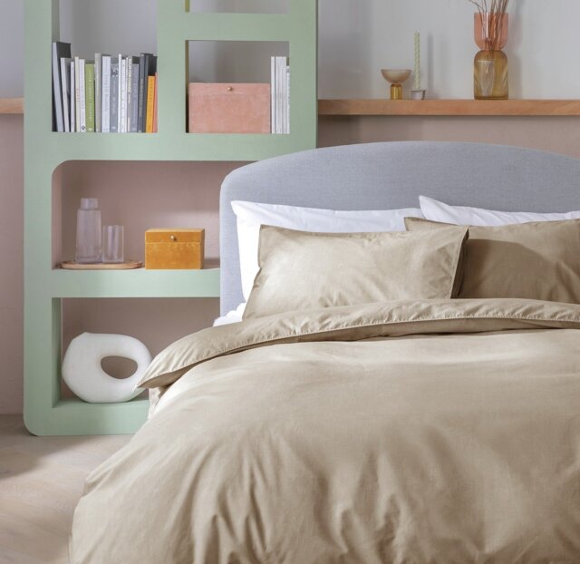 Habitat Cotton Textured Print Natural Bedding Set - Double - image 1