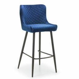 Julian Bowen Luxe Velvet Bar Stool - Blue - thumbnail 2