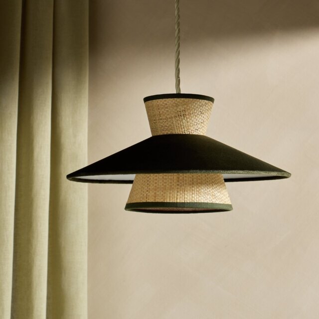 Habitat Mini Otto Green Velvet Easy Fit Lampshade - 35cm - image 1