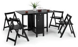 Julian Bowen Savoy Ext Natural Dining Table & 4 Black Chairs - thumbnail 2