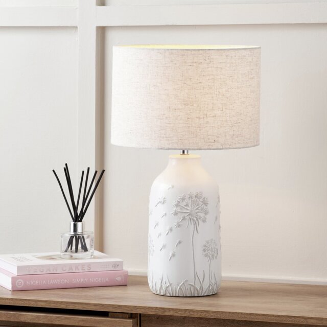 Pacific Flora Ceramic Table Lamp - White & Grey - image 1
