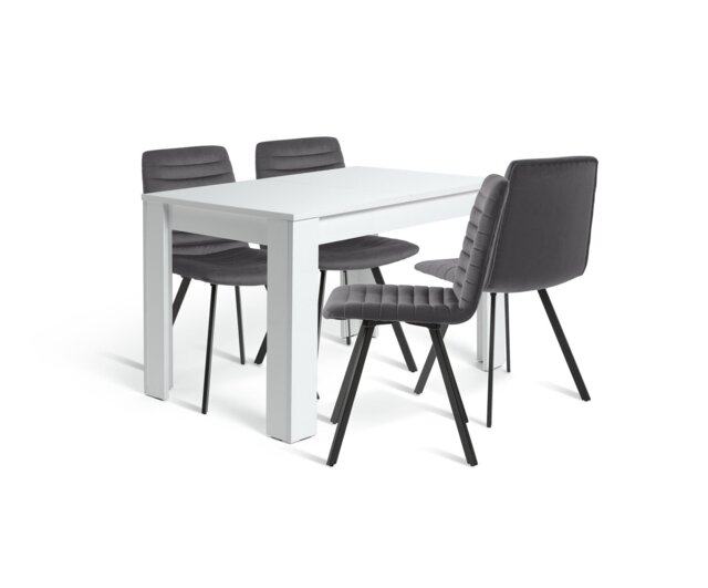 Argos Home Miami Ext Oak Dining Table & 4 Charcoal Chairs - image 1