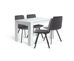 Argos Home Miami Ext Oak Dining Table & 4 Charcoal Chairs - thumbnail 1