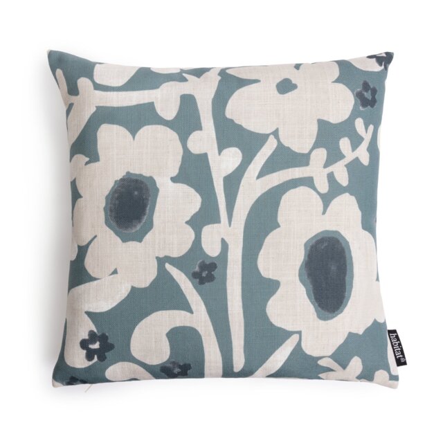 Habitat Floral Botanical Printed Cushion - Blue - 43x43cm - image 1