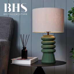 BHS Quad Ribbed Glass Table Lamp - Green - thumbnail 2