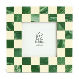 """Habitat Checkered Green Resin Picture Frame - 5x5""""""" - thumbnail 2