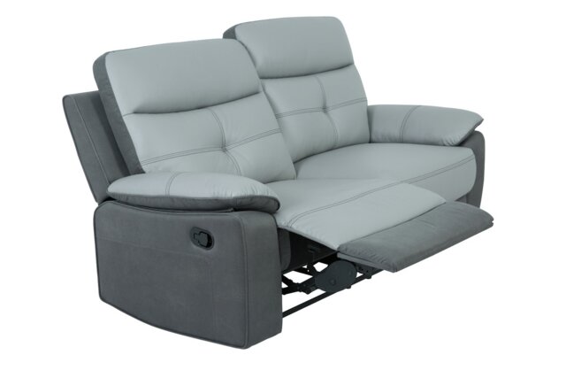 Argos Home Charles Leather Mix 3 Seater Recliner Sofa - Grey - image 1