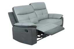 Argos Home Charles Leather Mix 3 Seater Recliner Sofa - Grey - thumbnail 1