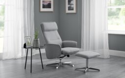 Julian Bowen Aria Fabric Recliner Chair with Footstool- Grey - thumbnail 2