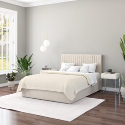 Aspire Grant Superking Boucle End Lift Ottoman Bed - White - thumbnail 1