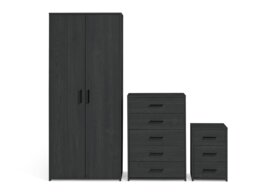 Argos Home Oslo 3 Piece 2 Door Wardrobe Set-Black Oak Effect - thumbnail 2