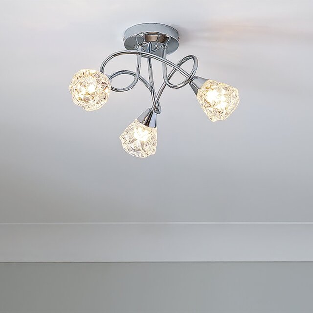 Argos Home Dico 3 Light Ceiling Light - Chrome & Glass - image 1