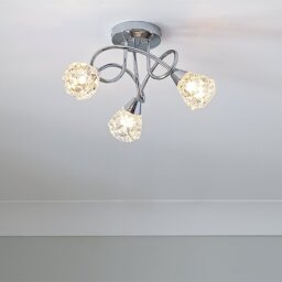 Argos Home Dico 3 Light Ceiling Light - Chrome & Glass - thumbnail 1