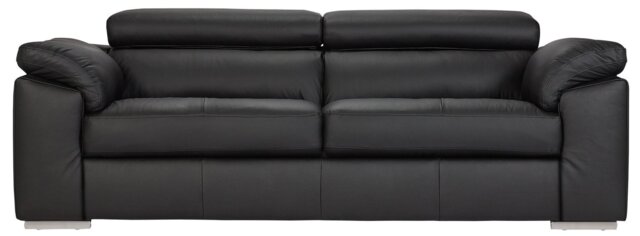 Argos Home Valencia Leather 3 Seater Sofa - Black - image 1