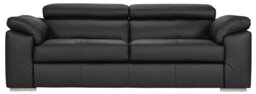 Argos Home Valencia Leather 3 Seater Sofa - Black - thumbnail 1
