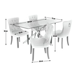 Argos Home Blake Glass Dining Table & 4 Charcoal Chairs - thumbnail 2