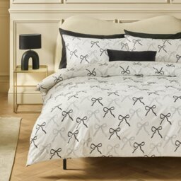 Argos Home Bows Print White Bedding Set - Single - thumbnail 1
