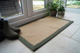 Mighty Mats Bordered Natural & Green Doormat -57x90cm
