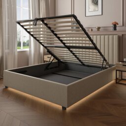 XR Maisie Kingsize End Lift TV LED Ottoman Bed - Cream - thumbnail 2
