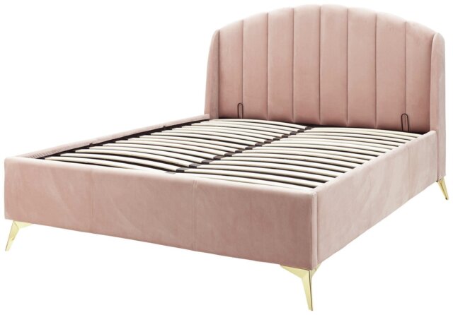 GFW Pettine Kingsize Fabric Ottoman Bed Frame - Pink - image 1