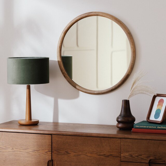 Habitat Mango Wood Round Wall Mirror - 60x60cm - image 1
