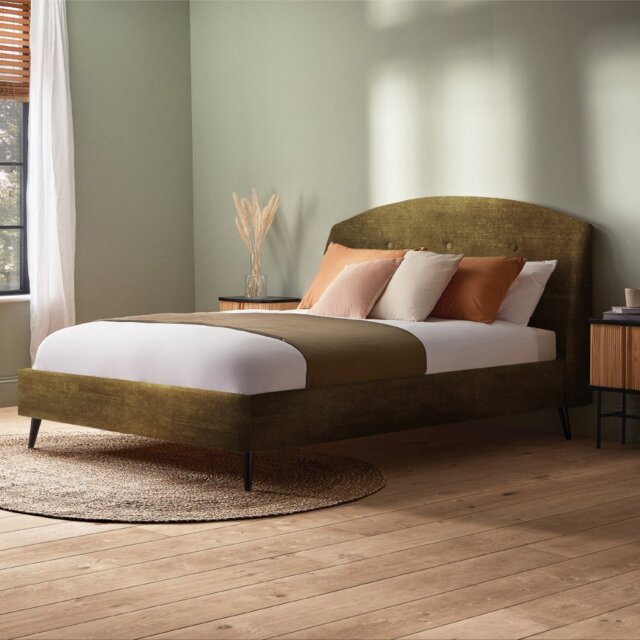 Silentnight Evana Double Velvet Bed Frame - Olive - image 1