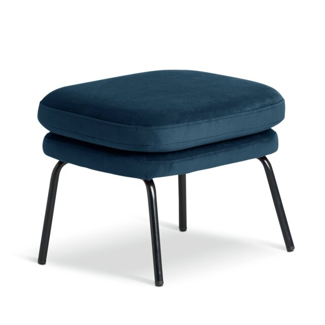 Habitat Celine Velvet Footstool - Navy - image 1