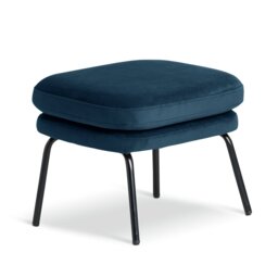 Habitat Celine Velvet Footstool - Navy - thumbnail 1