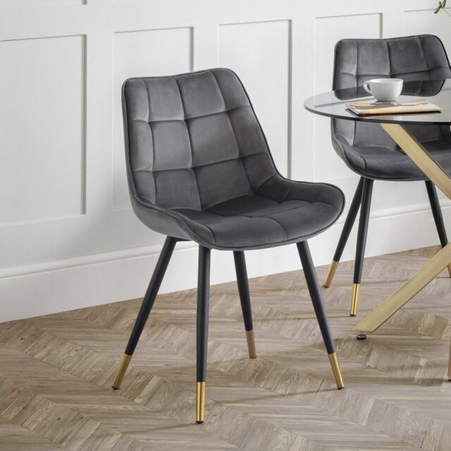 Julian Bowen Hadid Pair of Velvet Dining Chair - Grey - image 1