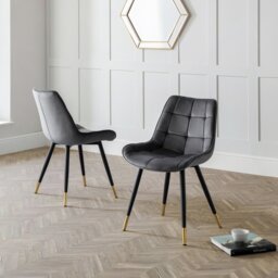 Julian Bowen Hadid Pair of Velvet Dining Chair - Grey - thumbnail 2