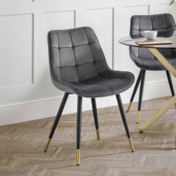 Julian Bowen Hadid Pair of Velvet Dining Chair - Grey - thumbnail 1