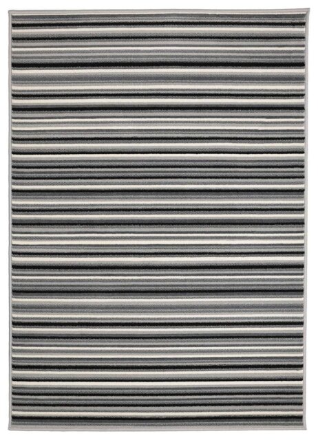 Homemaker Maestro Skinny Stripe Grey Cut Pile Rug -160x230cm - image 1