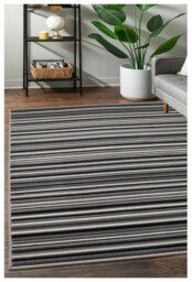 Homemaker Maestro Skinny Stripe Grey Cut Pile Rug -160x230cm - thumbnail 2