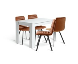 Argos Home Miami Extend White Dining Table & 4 Copper Chairs - thumbnail 1