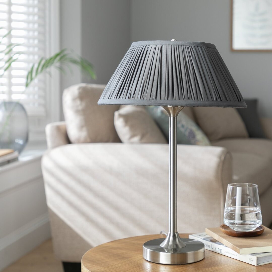 Argos Home Pleated 50cm Metal Table Lamp Silver Grey by Argos