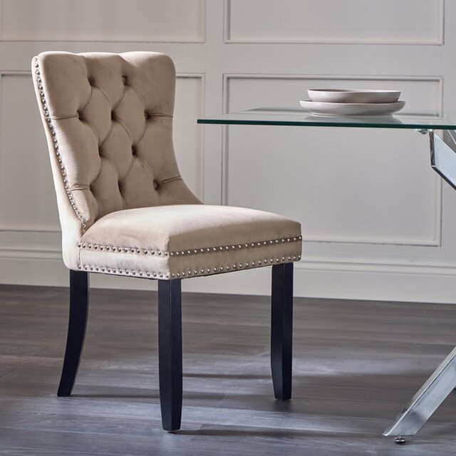 Argos Home Princess Velvet Dining Chair - Taupe - image 1