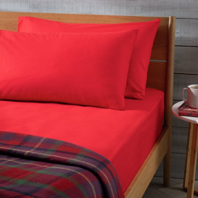 Habitat Soft and Cosy Brushed Cotton Pillowcase Pair - Red - image 1