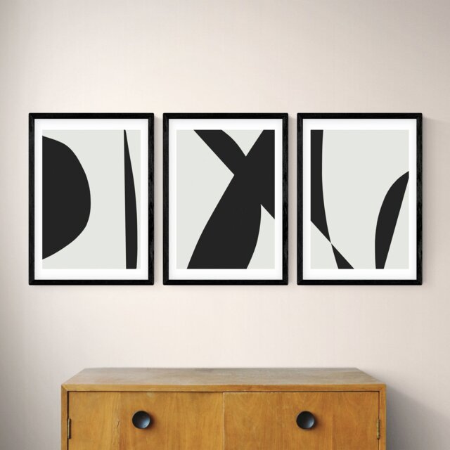 East End Prints Abstract Black Frame Art Print Set - A3 - image 1