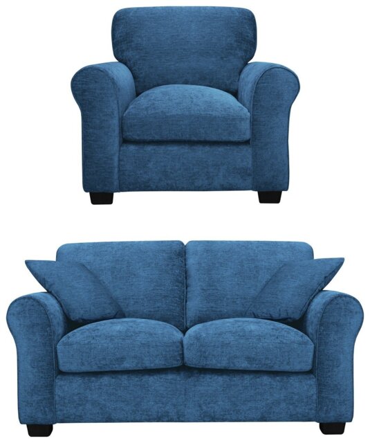Argos Home Taylor Fabric Chair & 2 Seater Sofa - Navy - image 1