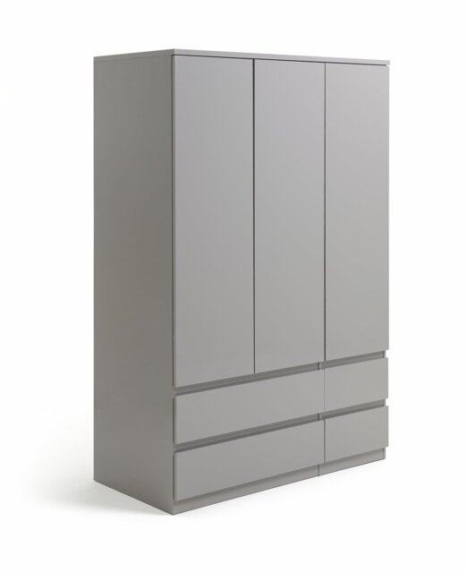 Argos Home Jenson 3 Door 4 Drawer Wardrobe - Gloss Grey - image 1