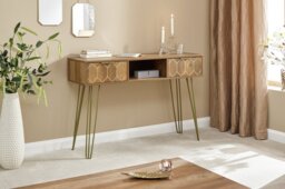 GFW Orleans 2 Drawer Console Table - Mango Wood Effect - thumbnail 1