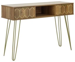 GFW Orleans 2 Drawer Console Table - Mango Wood Effect - thumbnail 2